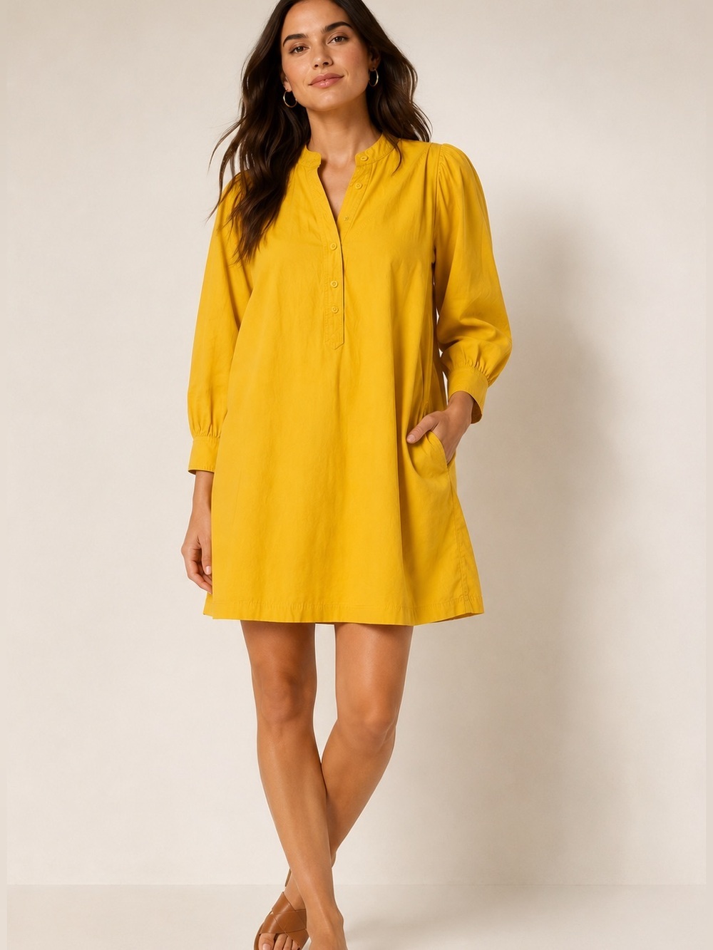 Banana Republic Yellow Cotton Tunic Dress / Long Blouse Size Small